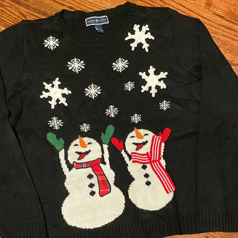 Scott Black Snowman Crewneck Sweater